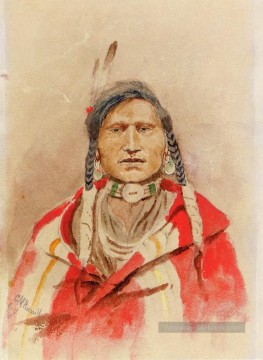portrait Tableau Peinture - Portrait d’un Indien Charles Marion Russell